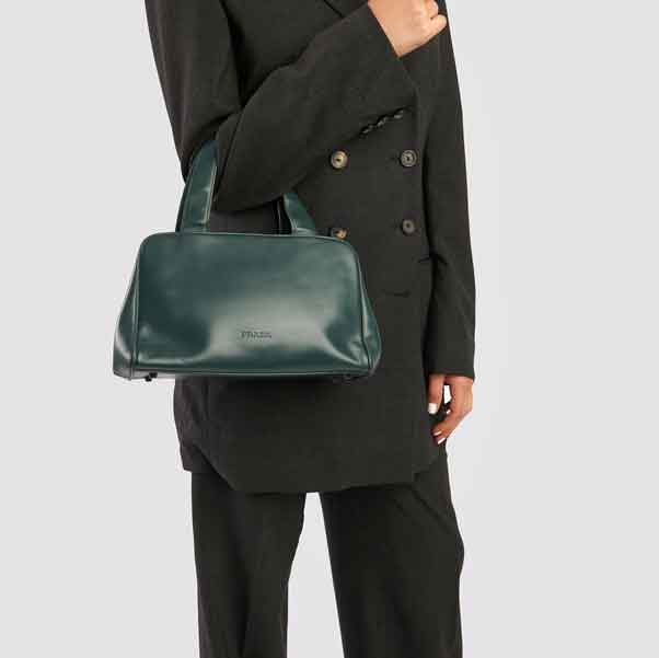 Túi xách Prada Calfskin Leather Vintage Frame Bag màu xanh forest